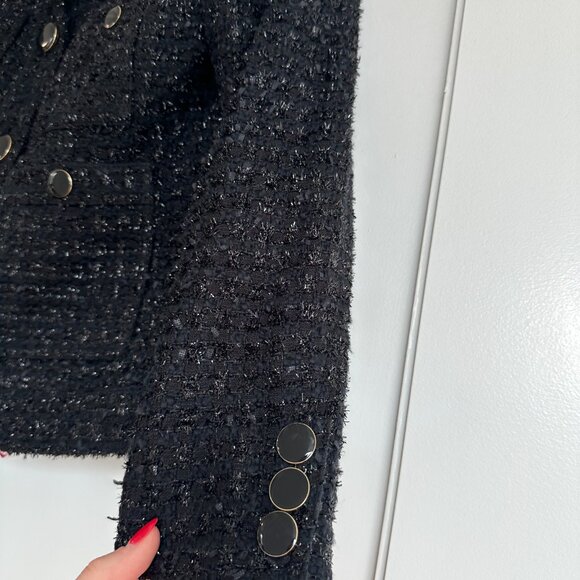 NWOT Veronica Beard Ferazia Metallic Tweed Jacket Black Sz 2 Boxy Fit - Picture 4 of 11